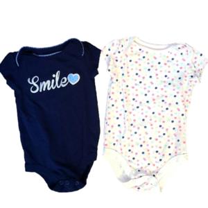 ☃️Smile & Polka Dot Onesies in White Blue